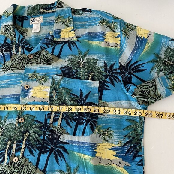 Cherokee Waikiki Wear Blue Deserted Island Beach Short Sleeve Hawaiian Shirt L - Picture 4 of 7